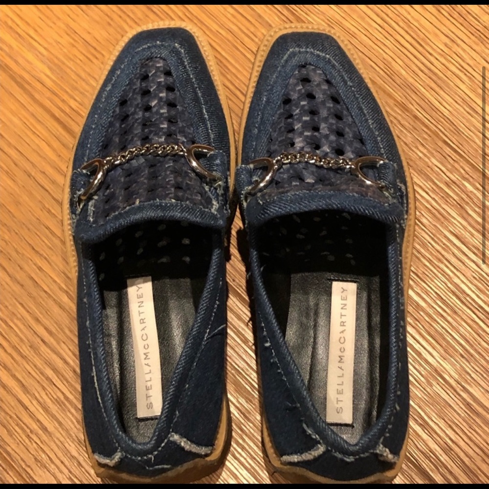STELLA MCCARTNEY Denim Square-Toe Loafers